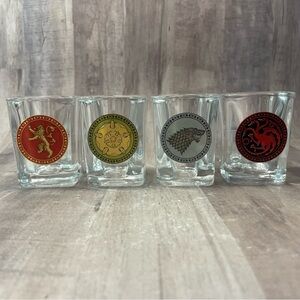Game Of Thrones Set Of 4 House Sigil Square Shot Glasses Stark Banister